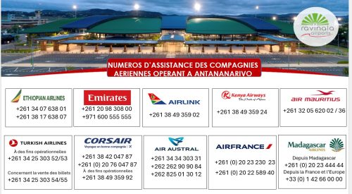 Vert Ravinala Numéros d’assistance des compagnies aériennes opérant à Antananarivo et ...